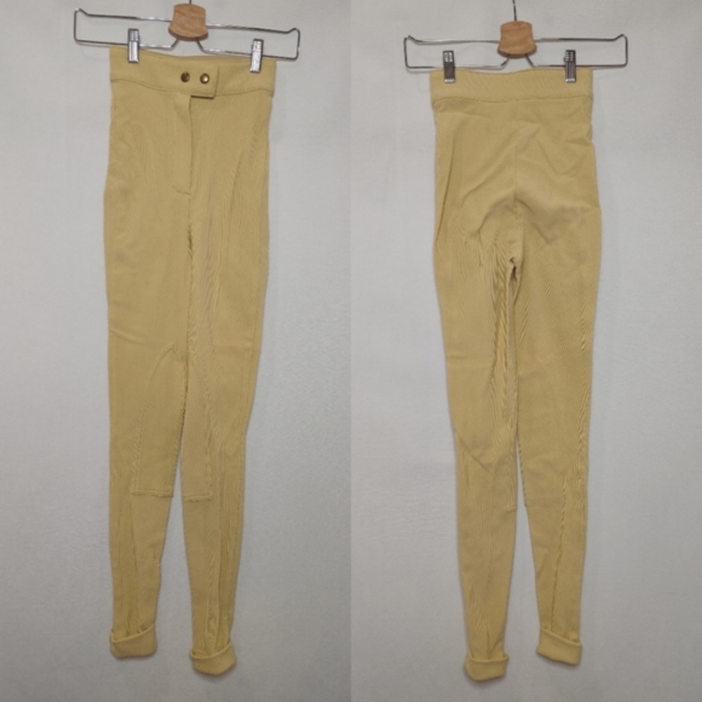 American Apparel The Riding Pant Yellow Ribbed Made in the USA XS High Rise